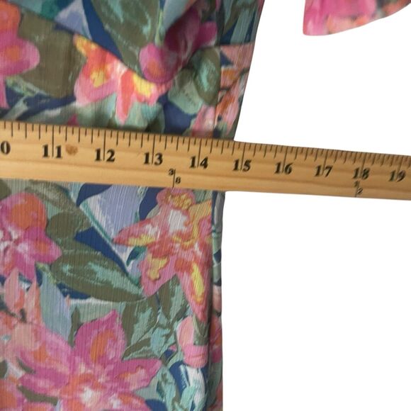 Takara Women's Size 9 Floral‎ Chiffon Babydoll Button Front Sundress Maxi Dress - Picture 8 of 9